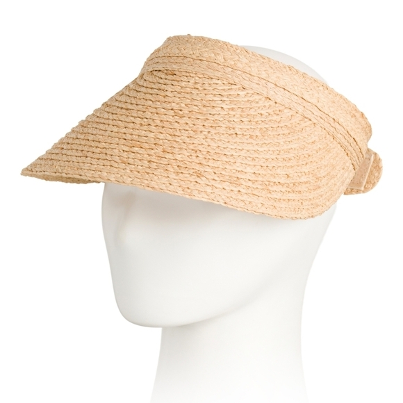 🔹️ Haute Hippie🔹 Style Natural and Orange Color Women's Straw Raffia Visor Nwt - Picture 1 of 3